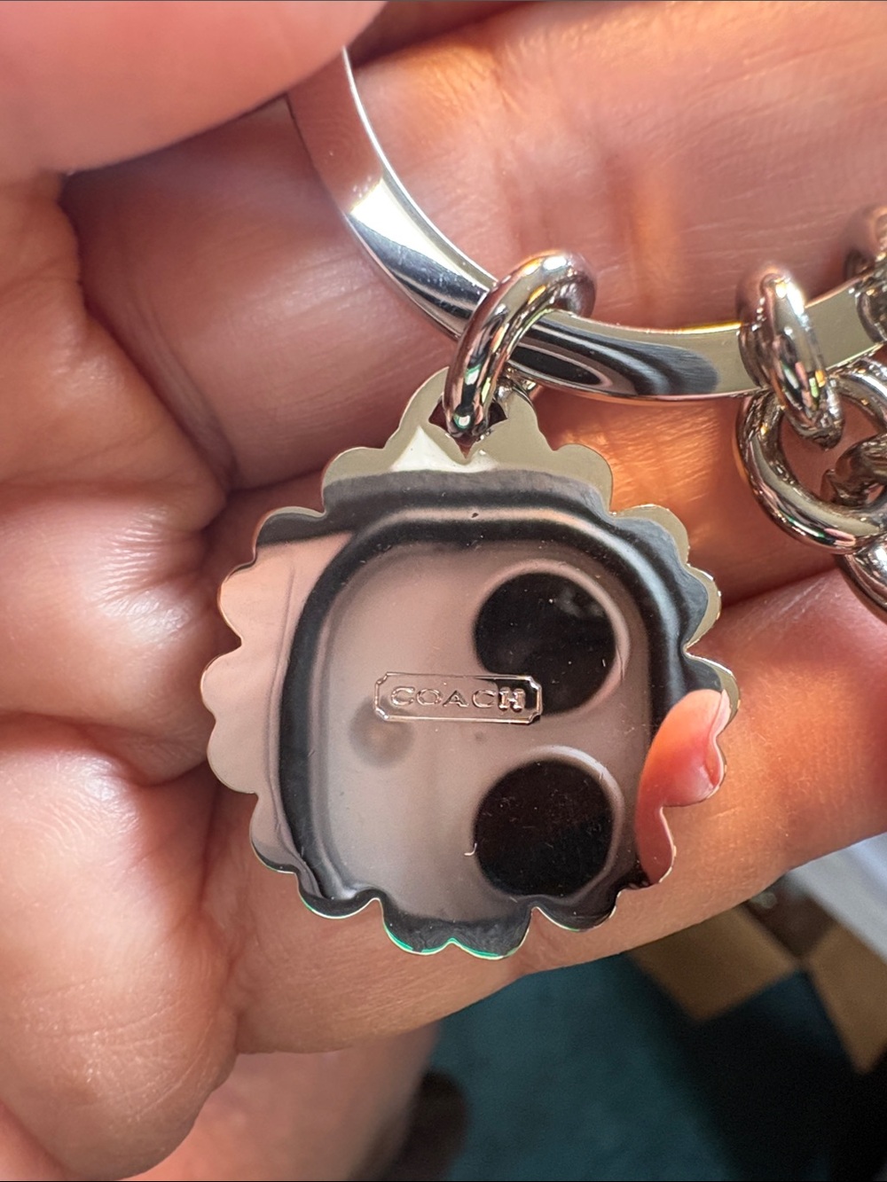 Coach Pink Heart & Purple Daisy Key Ring - Picture 4 of 5